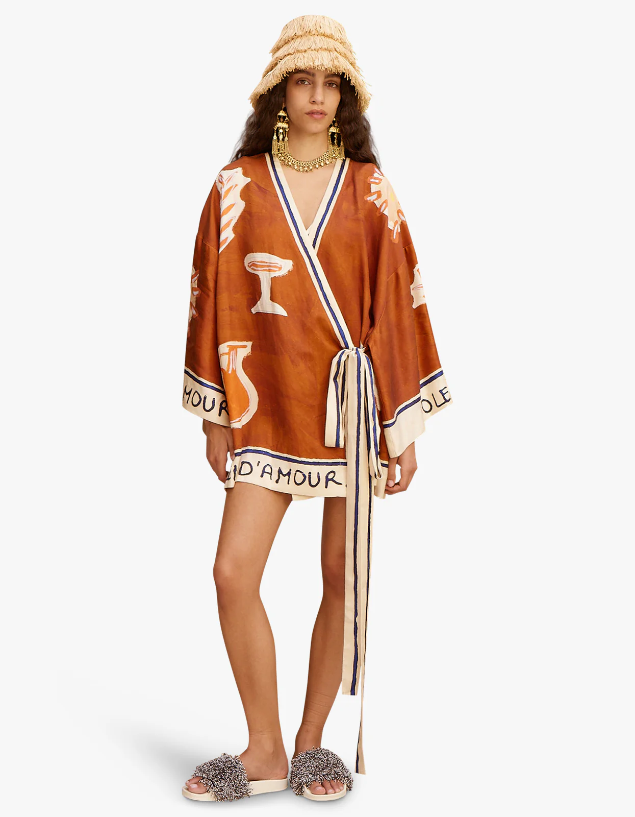 Soleil D'Amour Wrap Mini Dress - Rust