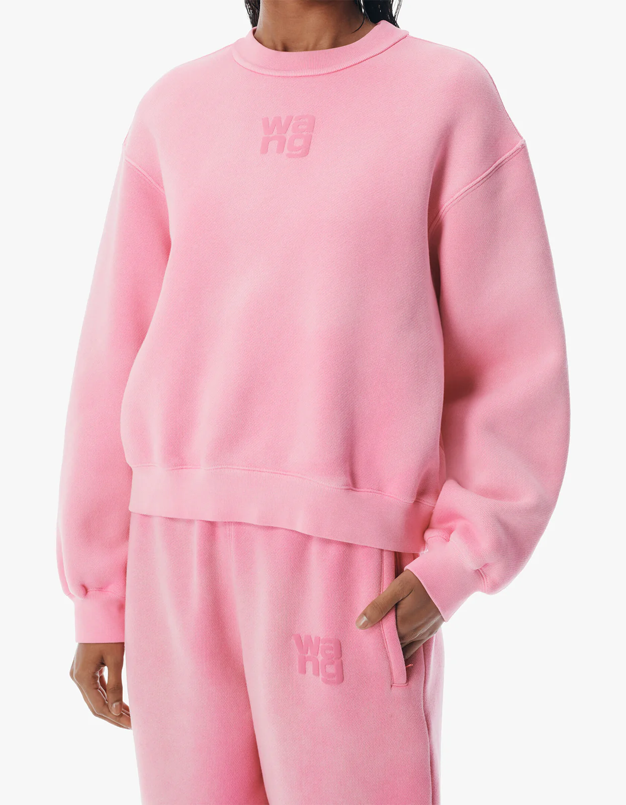 Essential Terry Crew Sweatshirt W/ Puff Paint Logo - Washed Lotus