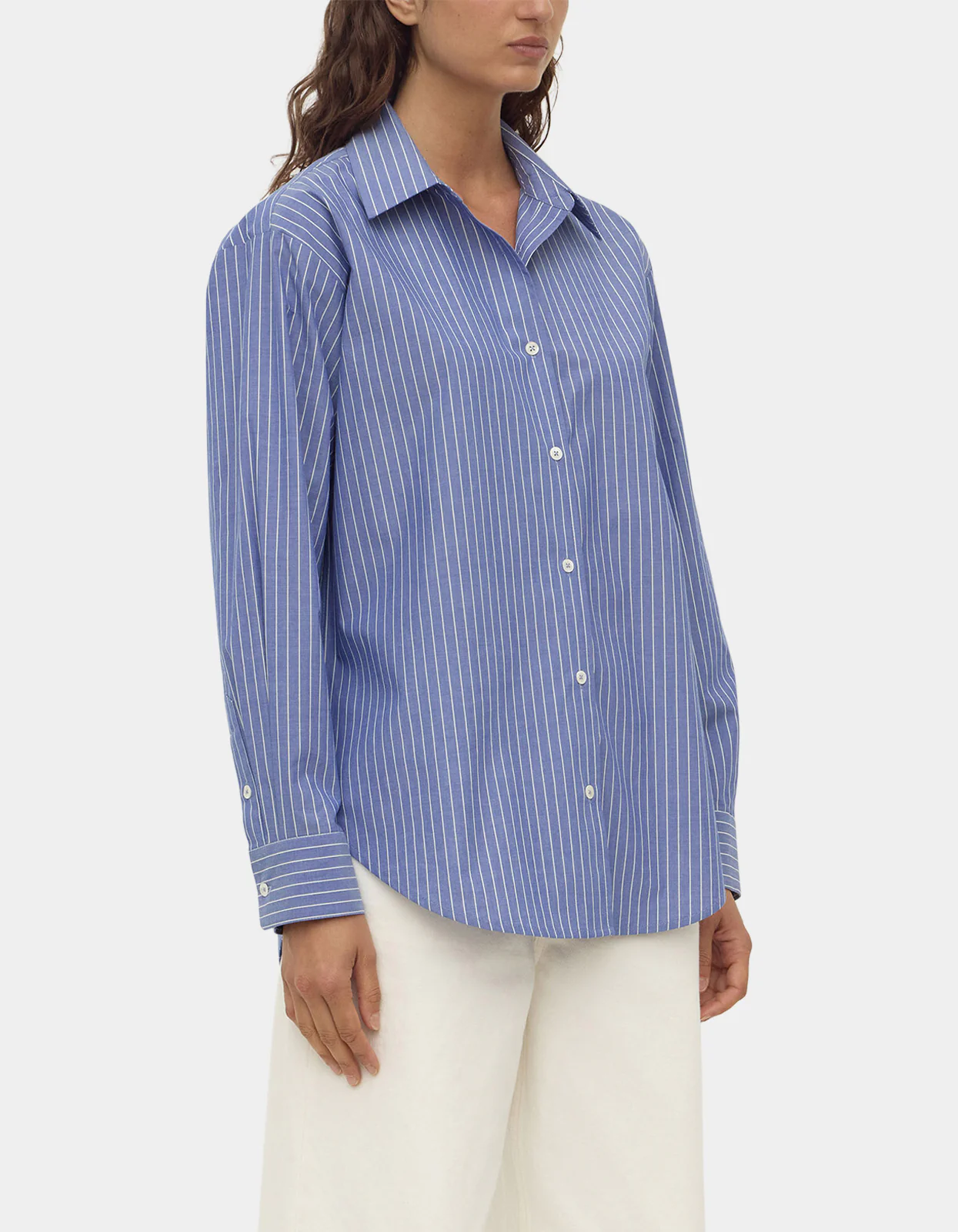 Anais Stripe Long Sleeve Shirt - Blue/White Stripe - Image 6