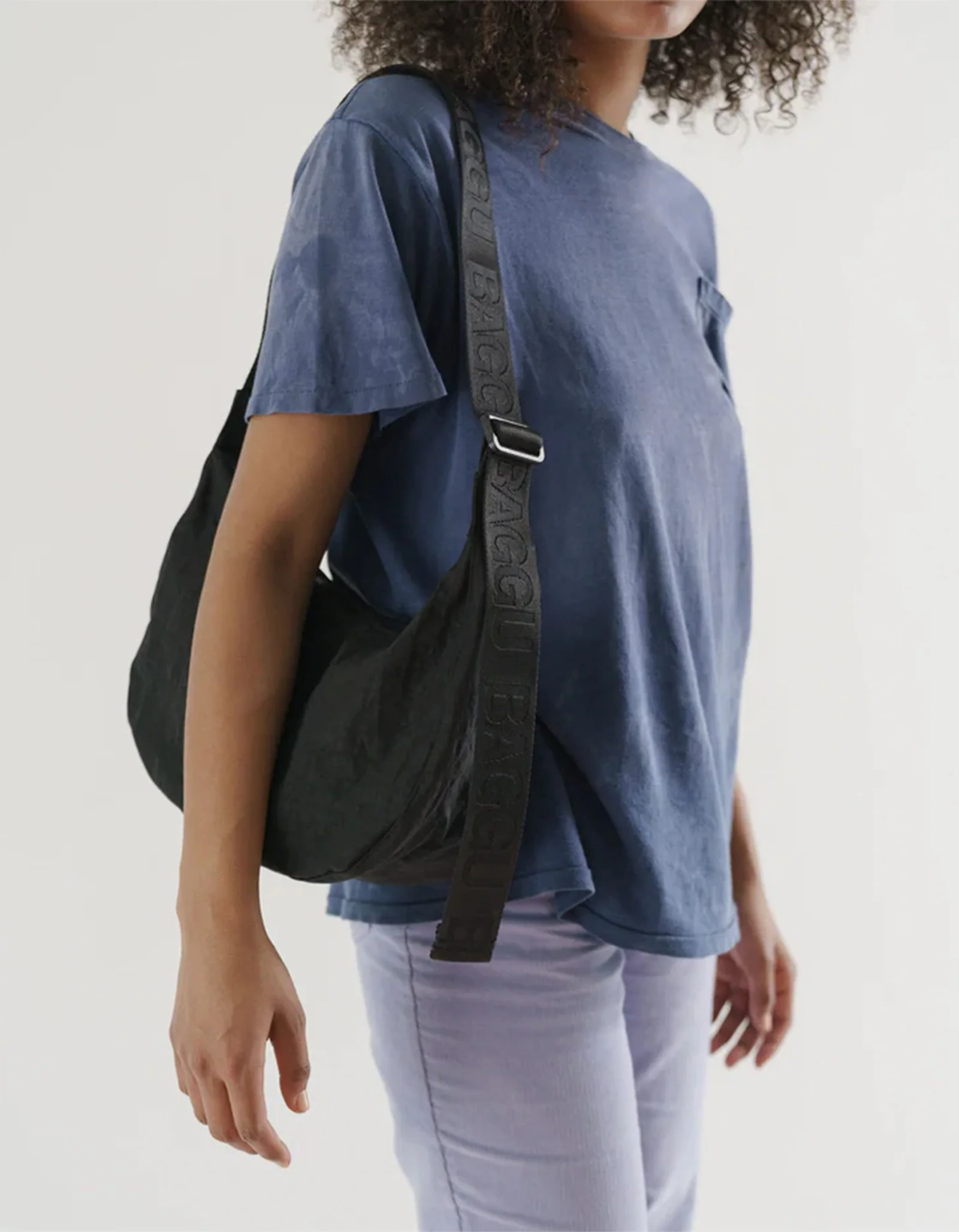 Medium Nylon Crescent Bag - Black - Image 2
