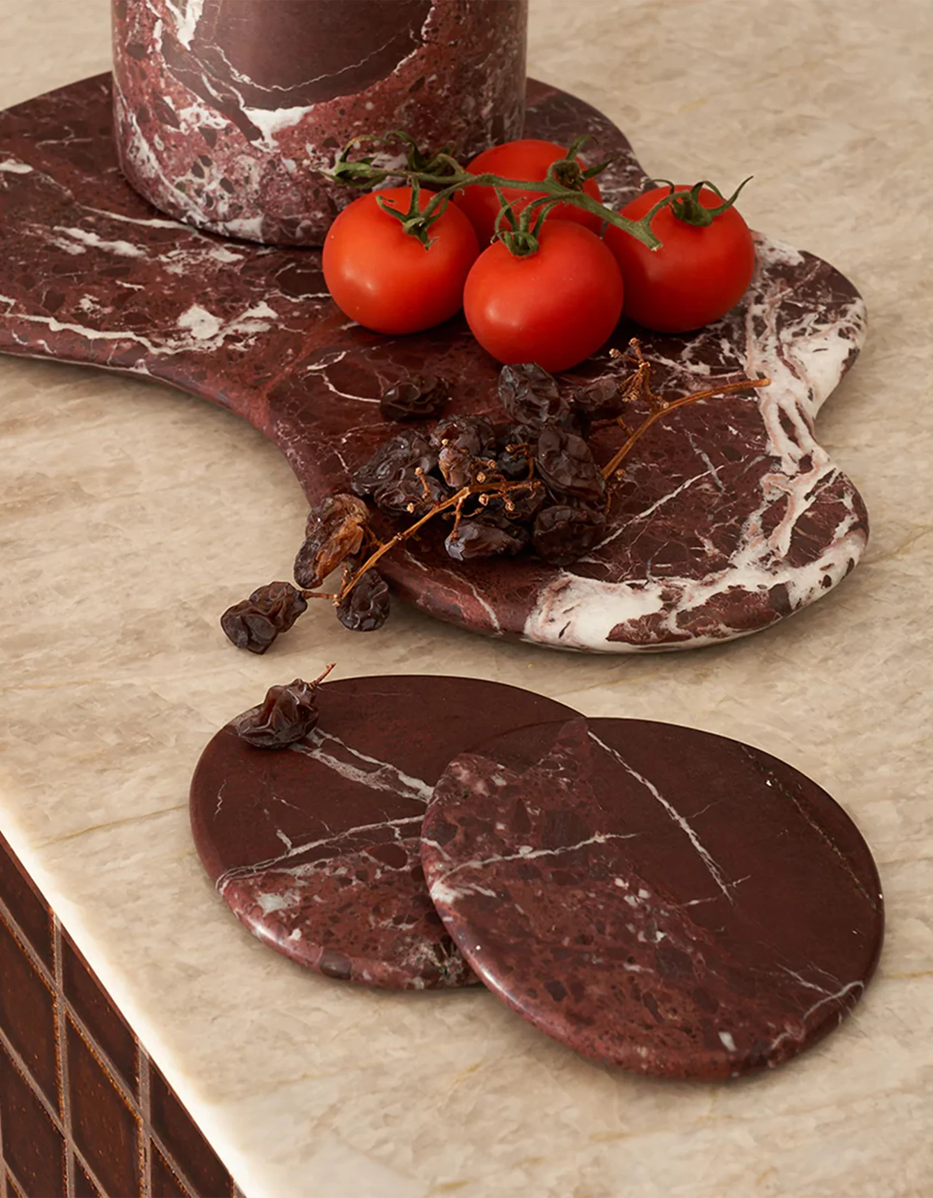 Marble Coaster Set - Rosso Levanto - Image 2