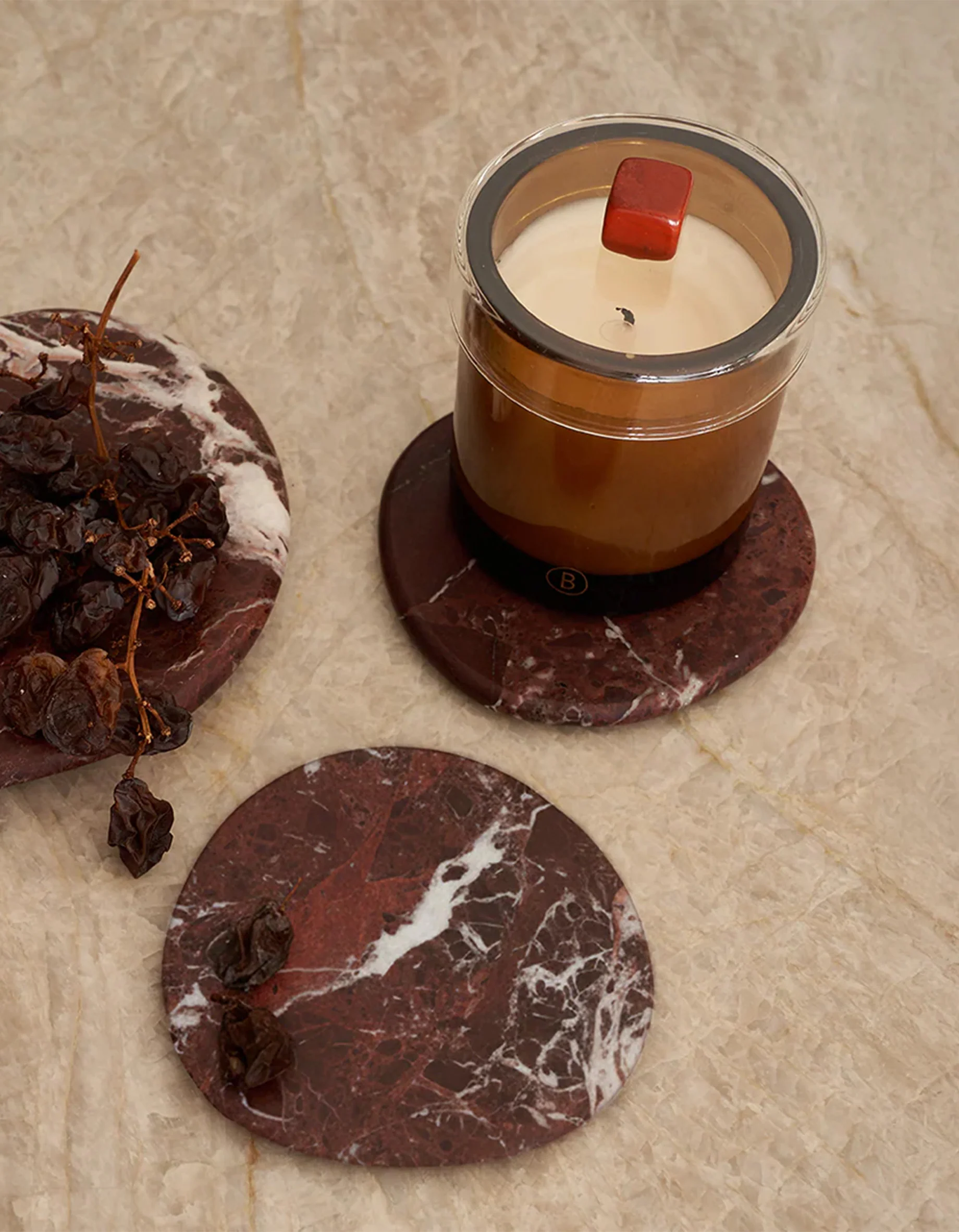 Marble Coaster Set - Rosso Levanto - Image 3