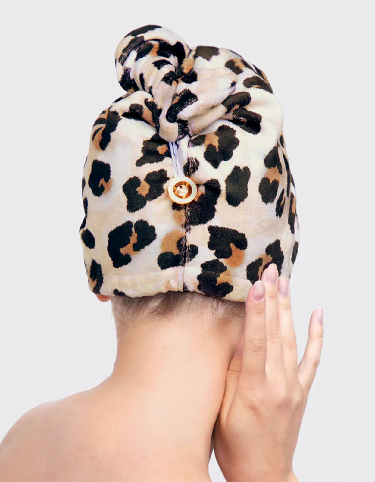 Microfiber Quick-Dry Hair Towel Turban - Leopard - Image 3
