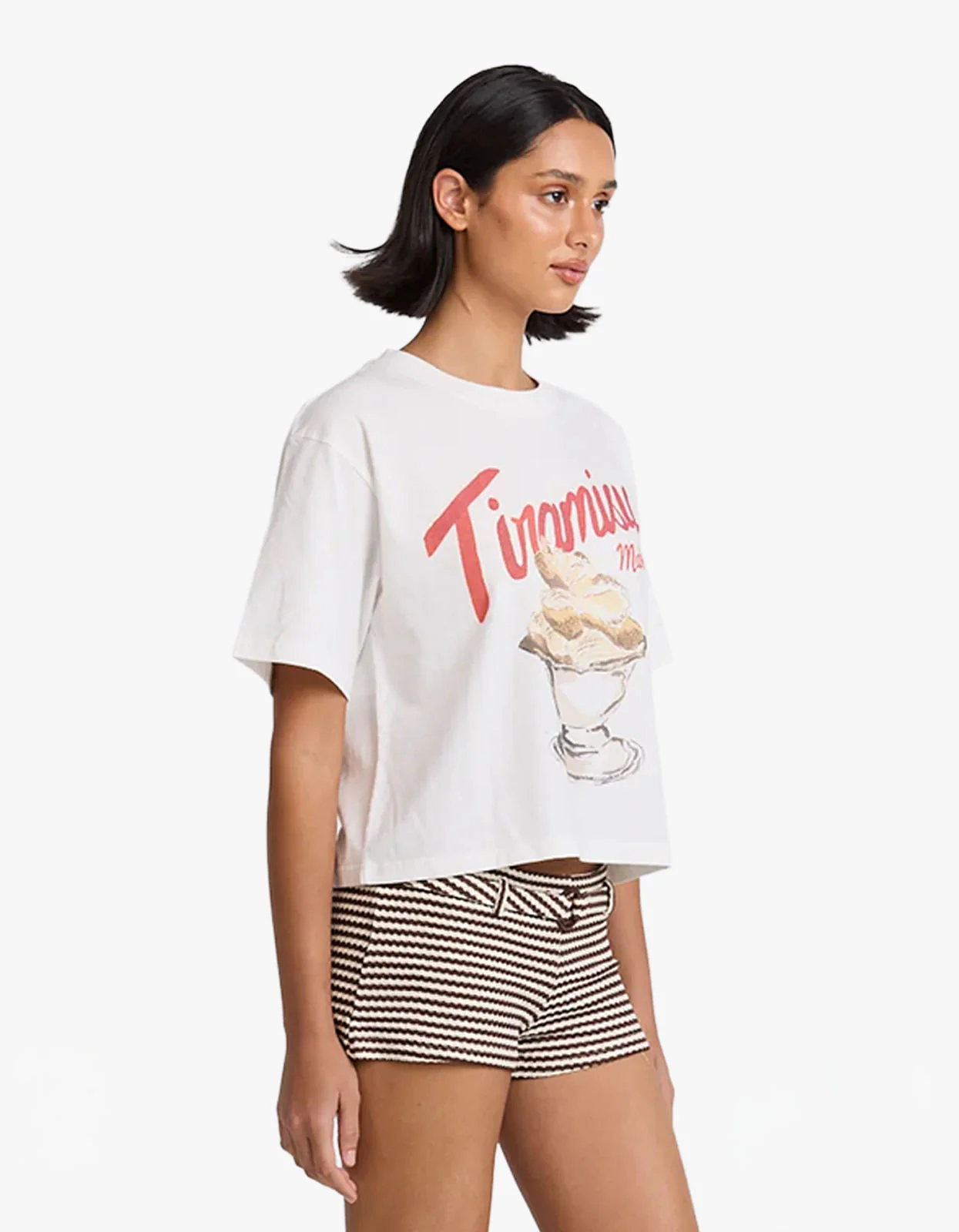 Tiramisu Boxy Crop Tee - White - Image 2