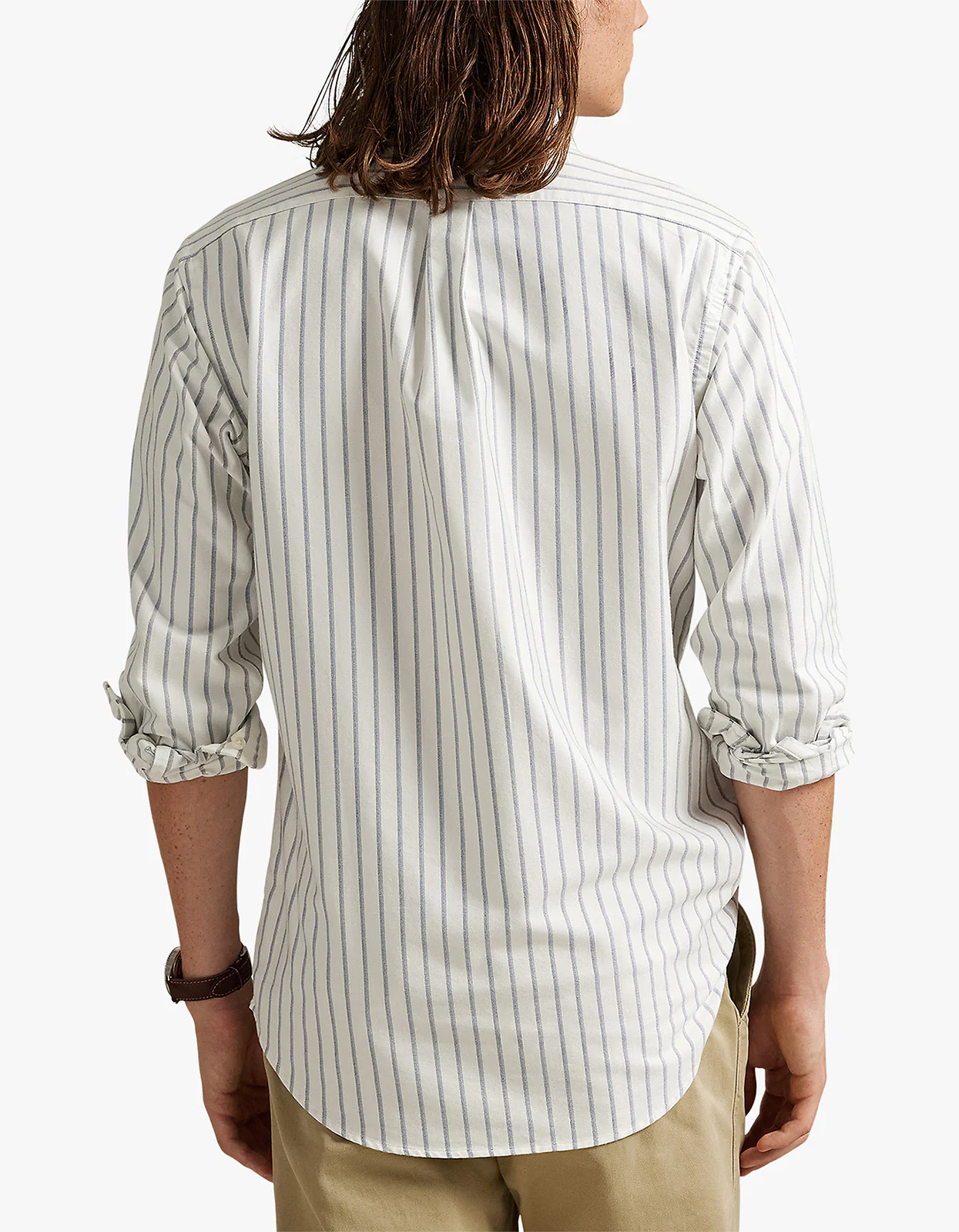 Custom Fit Long Sleeve Sport Shirt - 6832E White Blue Multi - Image 4