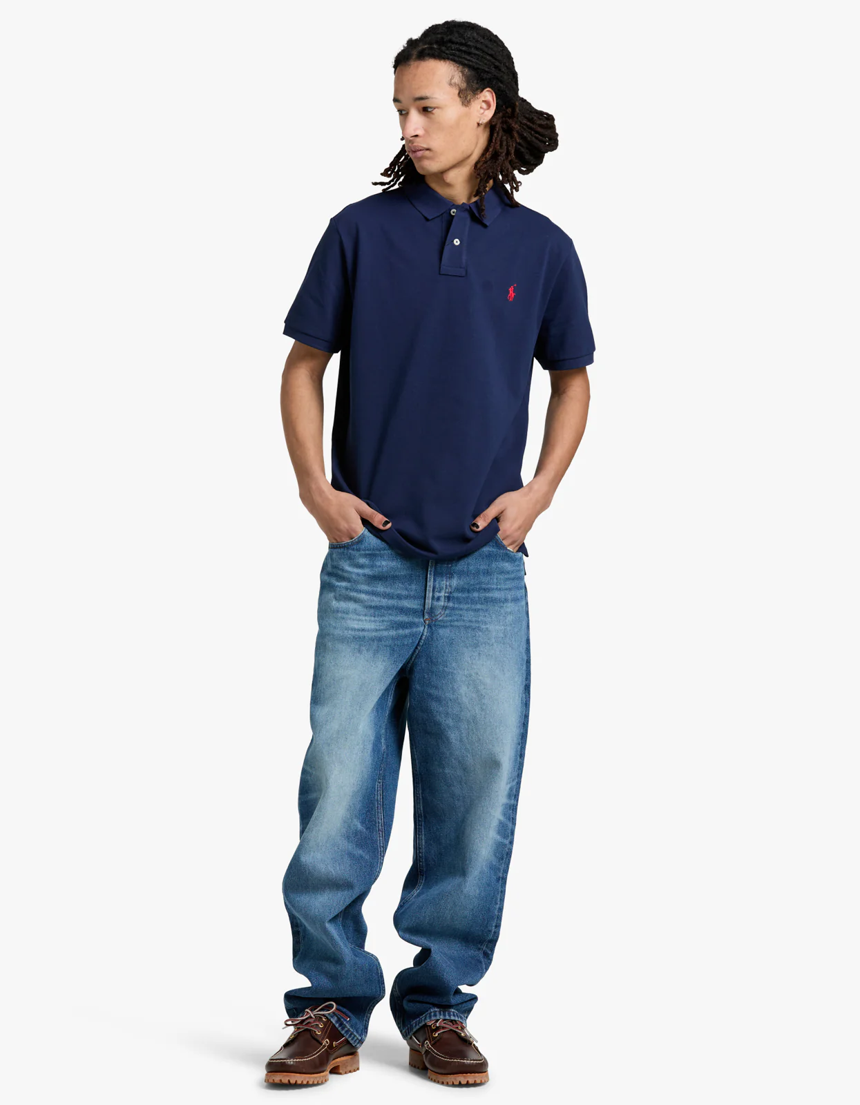Custom Slim Fit Mesh S/S Polo Shirt - Newport Navy/C3870 - Image 2