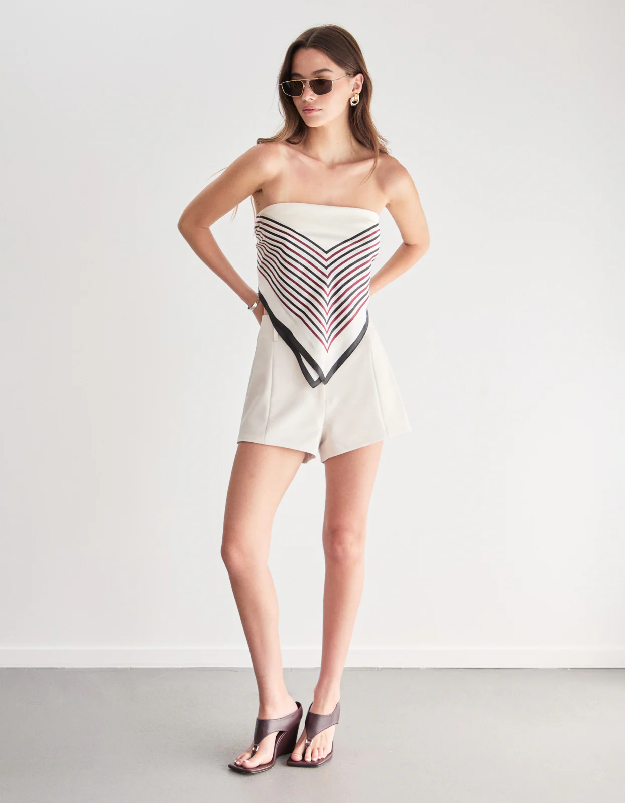 Stripe Silk Scarf - Ivory - Image 5