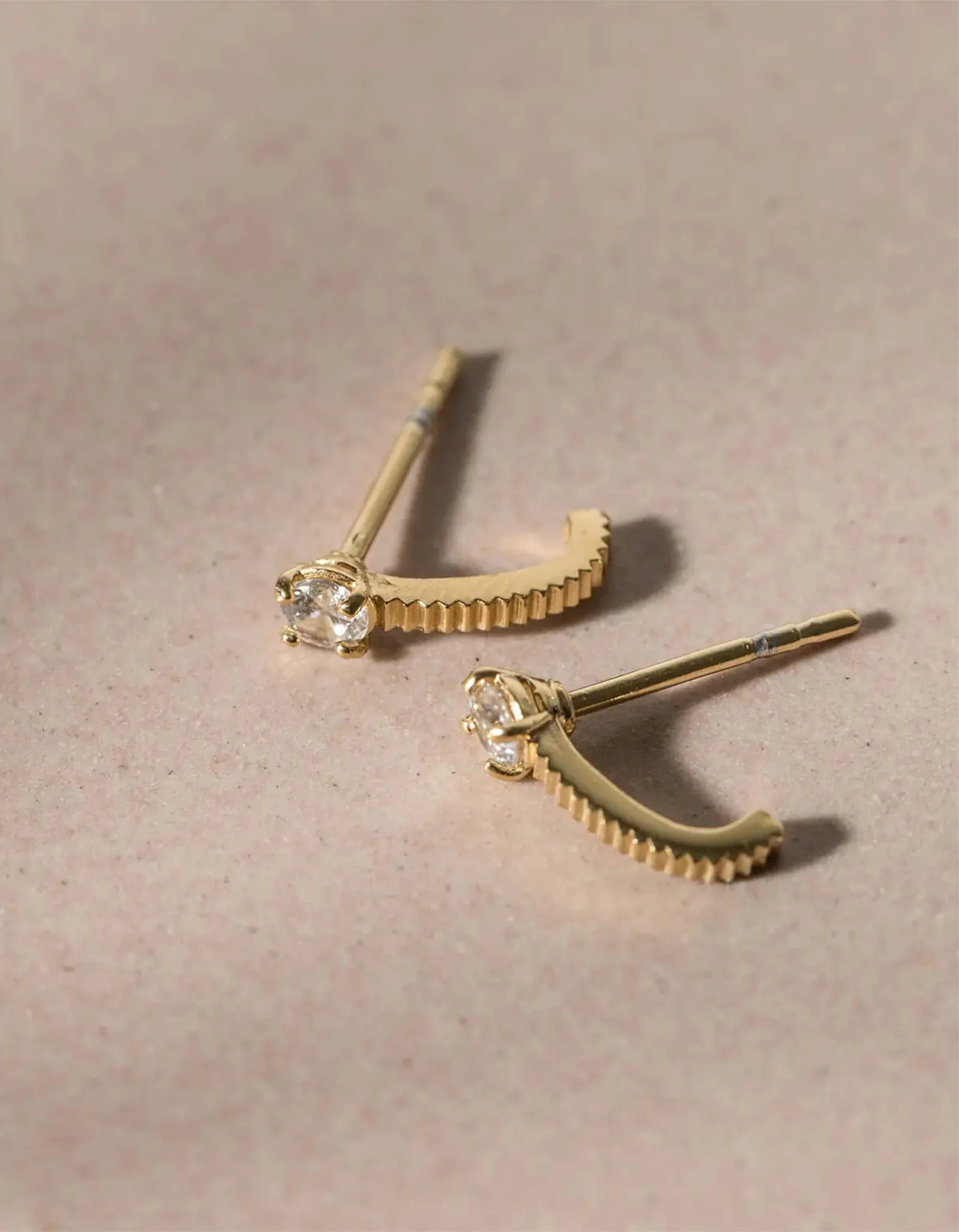 Zoe & Morgan x Superette Bianca Huggies - Gold Plated/White Zircon - Image 3